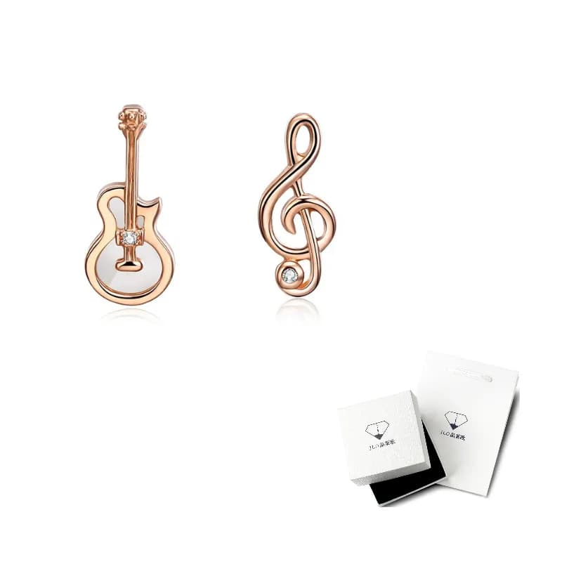 Guitar note stud earrings [rose gold]
