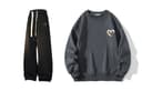 Dark gray (top) + black (pants)