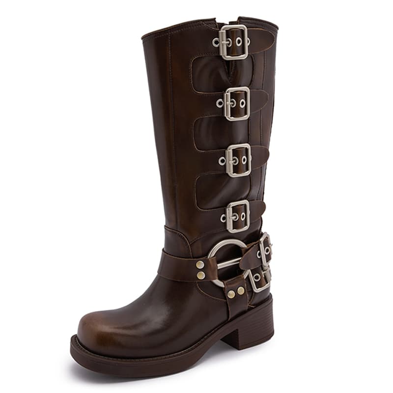 BUDDY BELLE MidCalf Brown Long Tube