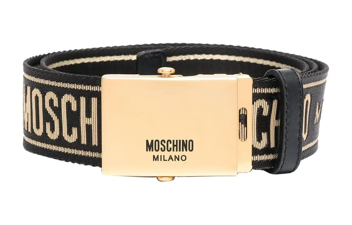 MOSCHINO Grosgrain Logo Belt Black