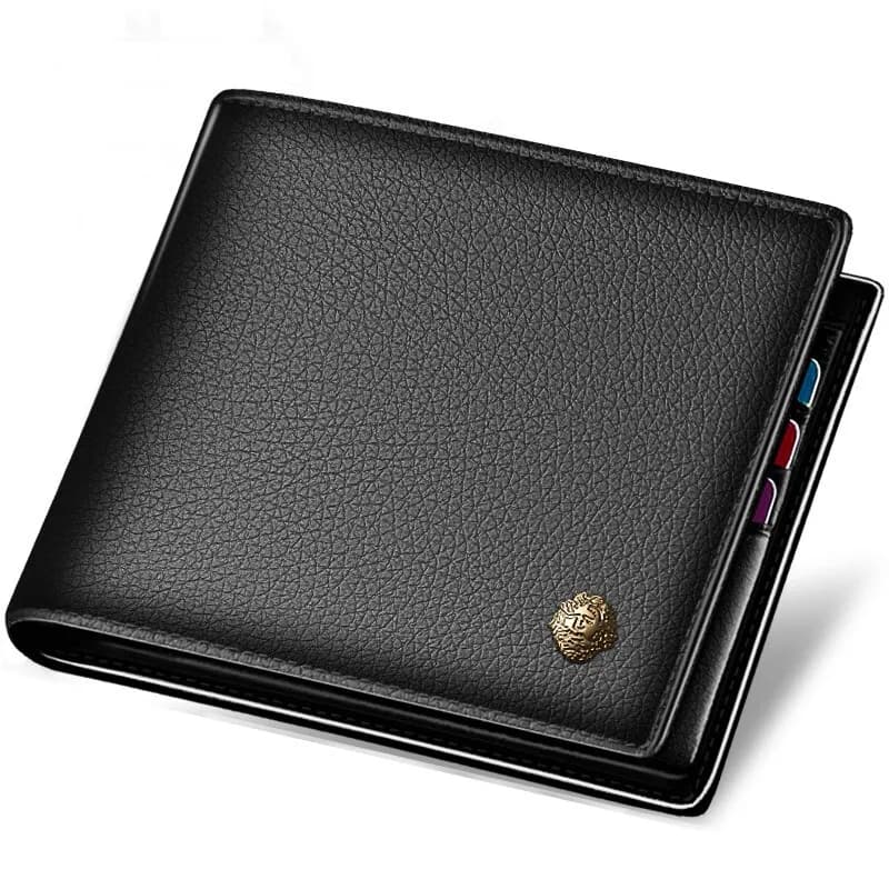 Old Man's Head Grain Cow Card Holder, Wallet Black/Coffee Black