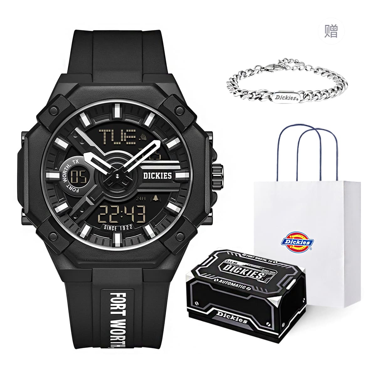 Dickies Galaxy Collection Wrist Electronic Movement Silicone Strap Black Dial Limited Edition Gift Boxes Black CL614P11BSX