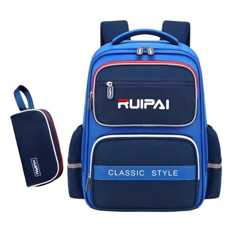 RUIPAI Polyester Backpack Student Backpack Regular Blue/Green Colorful Blue+Pen Pouch