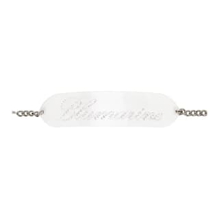 Blumarine Adjustable Lobster Claw Closure Plastic Brass Glass Rhinestone Waist Chains Silver Width 5.5CM