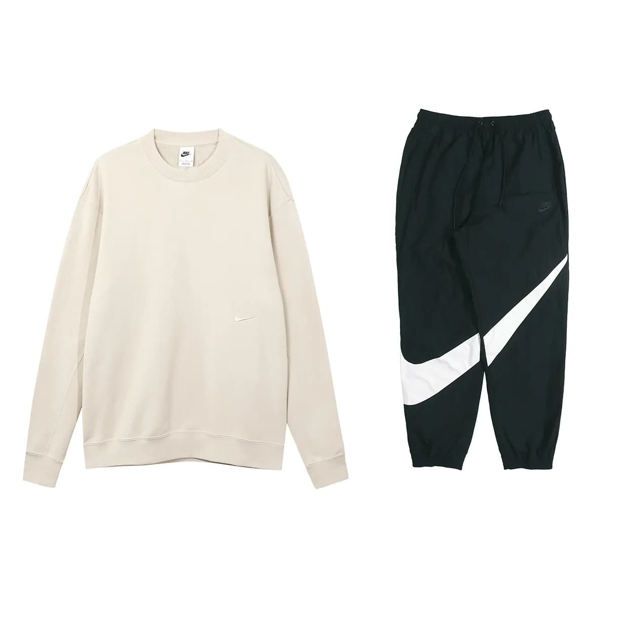 Nike Sweatshirt Sets Set (White Top+Black Pants)