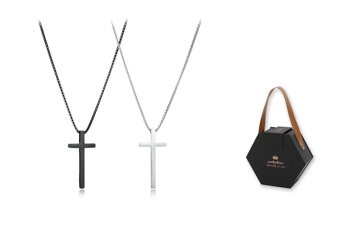 Cross necklace pair + exclusive black and gold gift box