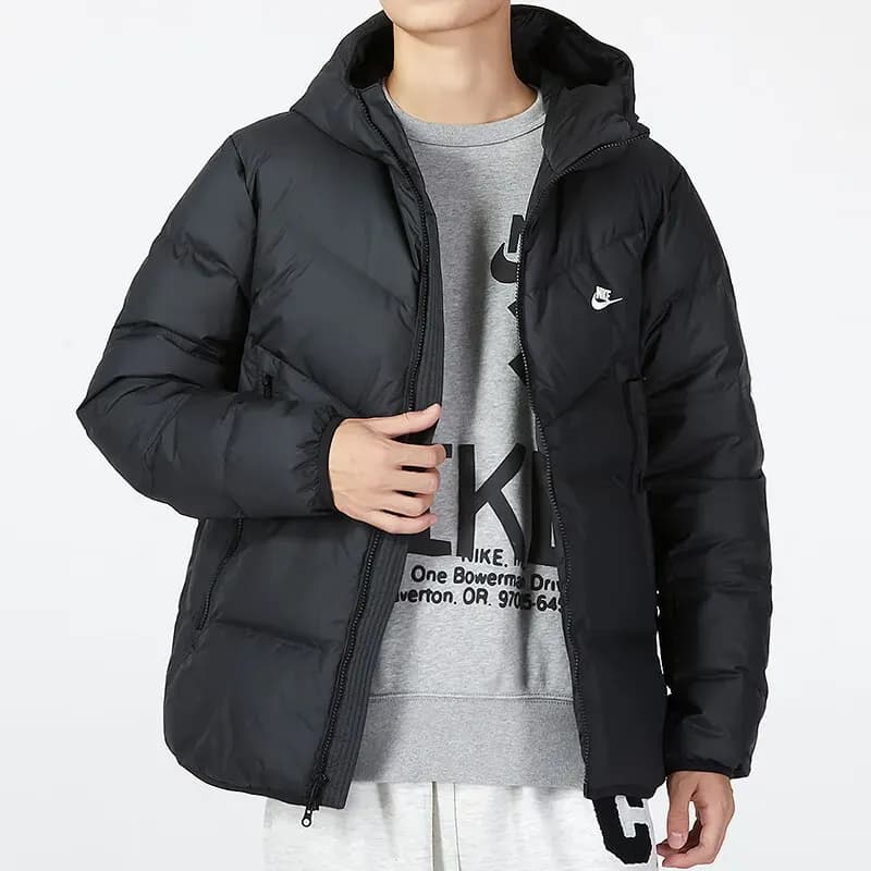 Nike Down Jackets Black Down Jacket+Shopping Bag