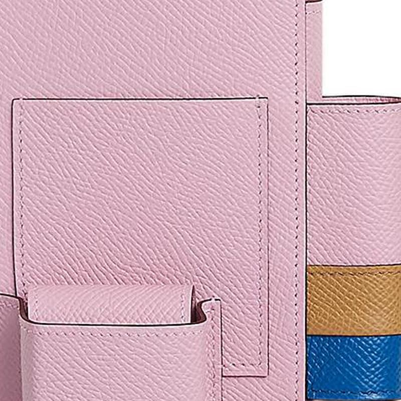 HERMES Hermèsway Epsom Calfskin Cell Phone Pouch Brocade Green/Pastry Color/French Blue