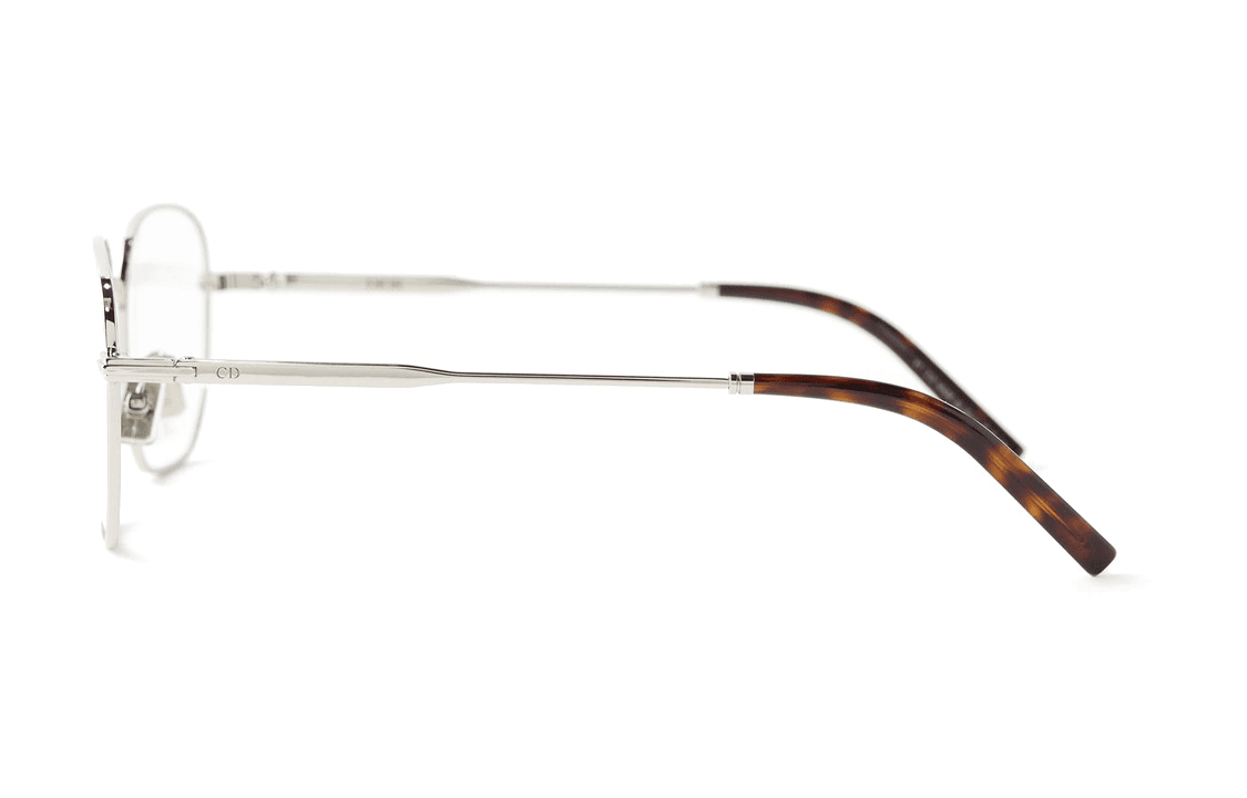 DIOR Metal Tortoiseshell Acetate Fiber Irregular Shape Eyeglass Frames Silver