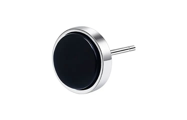 MAGICPOLE 925 Sterling Silver Stud Earrings Silver Black Single