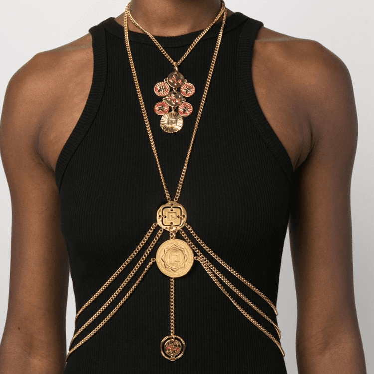 Paco Rabanne Enamel Body Chains Gold