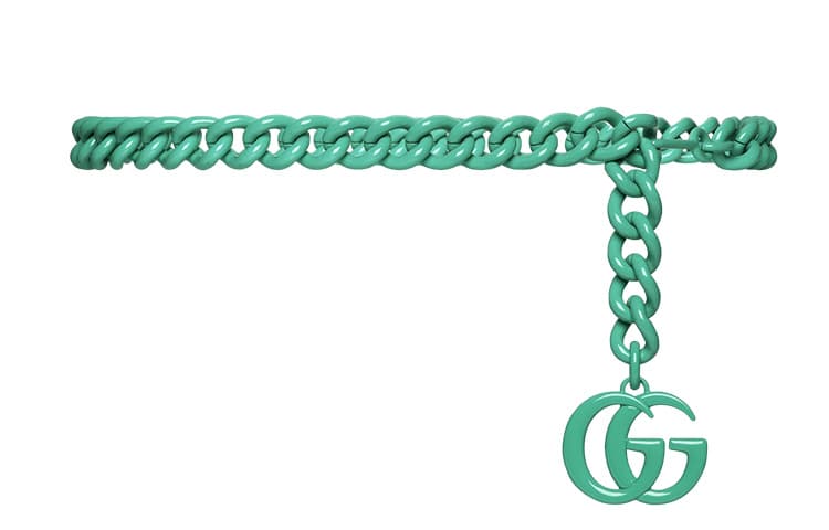 GUCCI GG Marmont Metal Waist Chains Mint Green Mint Green