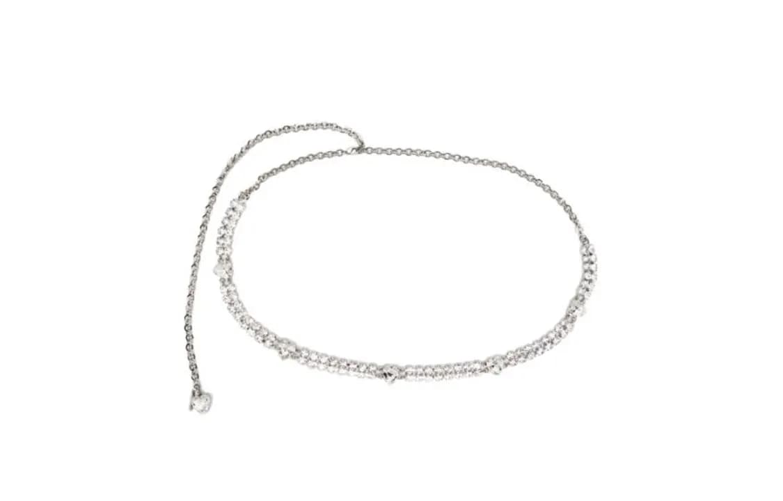 Alessandra Rich Crystal Decoration Waist Chains Silver Silver
