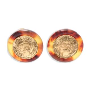 CHANEL Pre Owned 1997 Tortoiseshell effect Coin Clip on Earrings