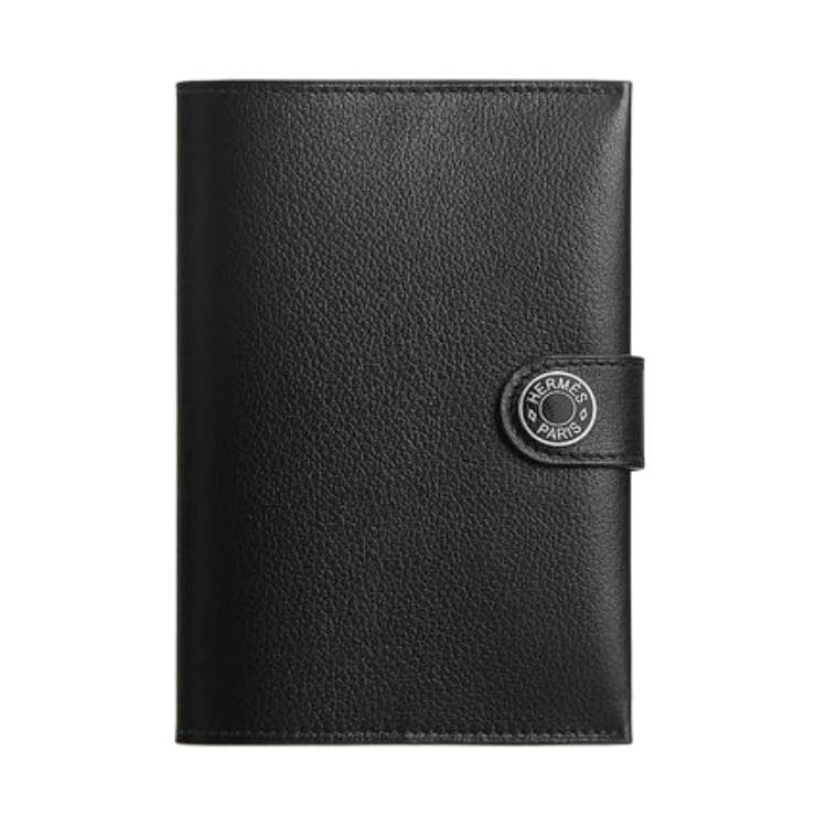 HERMES R.M.S Evercolor Calfskin Passport Holder Black Black