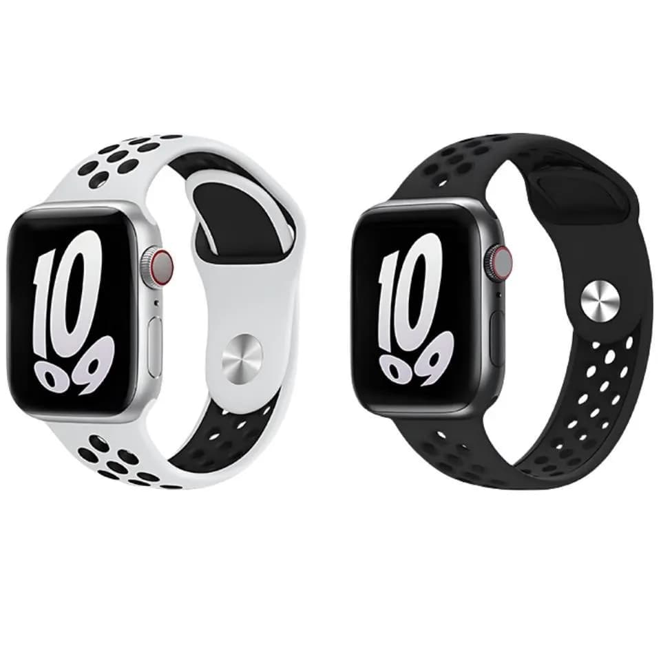 Zhongwo Watch Bands Apple silicone strap black white * black