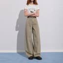 3COLOUR Jeans Khaki Moderate Wide Leg