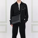 COACH Houston Coated Canvas With Cow Messenger Bag, Crossbody Bag, Shoulder Bag Medium Black