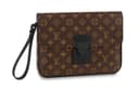LOUIS VUITTON Coated Canvas Handbag Clutch Brown