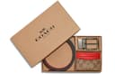 COACH Boxed Coated Canvas With Refined Calfskin Card Holder Khaki Orange Red