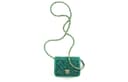 CHANEL 22A Early Autumn Sheepskin Material Gold Metal Crossbody Bag, Flap Bag Clutch Green