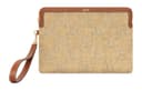 CELINE Triomphe Fabric With Calfskin Clutch Small Natural & Silver