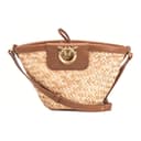 PINKO Cow Bucket Bag Handbag Brown