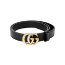 GUCCI Double G Thin Belt Pearl Buckle 0.8 Width