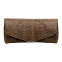 PRADA Lizard Skin Eyeglass Pouch Medium Brown