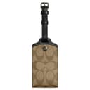 COACH Coated Canvas With Refined Calfskin Luggage Tag Brown
