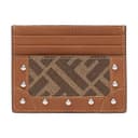 FENDI Canvas Card Holder Card Holder Brown