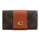 COACH Essential Coated Canvas With Calfskin Key Pouch Mini Black Brown