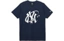 New Era T Shirts Navy Blue Crew Neck Moderate Straight Fit
