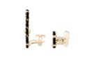 CHANEL Clip On Earrings Black Gold