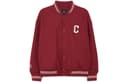 MLB Cleveland Indians Baseball Jackets Dark Burgundy Baseball Collar Moderate Straight Fit