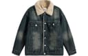 NANDCHN Denim Jackets Lapel Thickened Fleece Lined Other