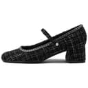 CHARLES&KEITH Small Ck Fabric Block Heel 4.6cm Black Textured