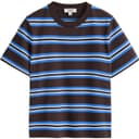COS TShirts Brown/Blue/Stripes Crew Neck