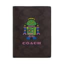COACH Coated Canvas Passport Holder Mini Walnut