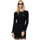 PINKO LongSleeved Black Crew Neck Moderate Short Skirt