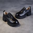 Devanro Grain Cow Block Heel 5.5cm Black
