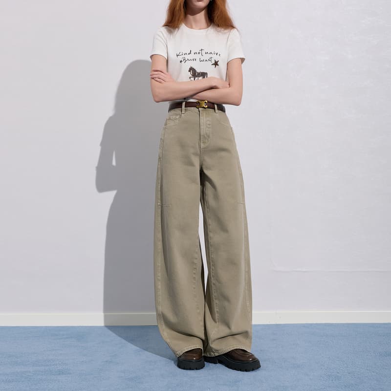 3COLOUR Jeans Khaki Moderate Wide Leg