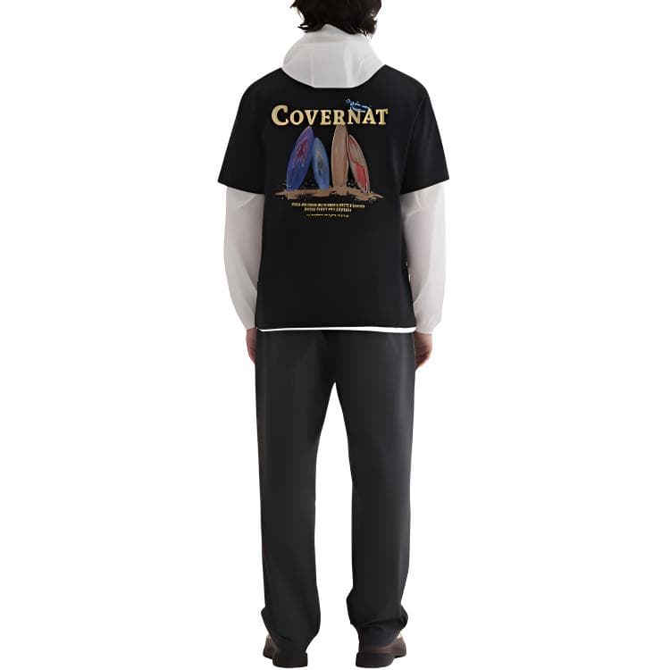 COVERNAT T Shirts Black Crew Neck Moderate Straight Fit