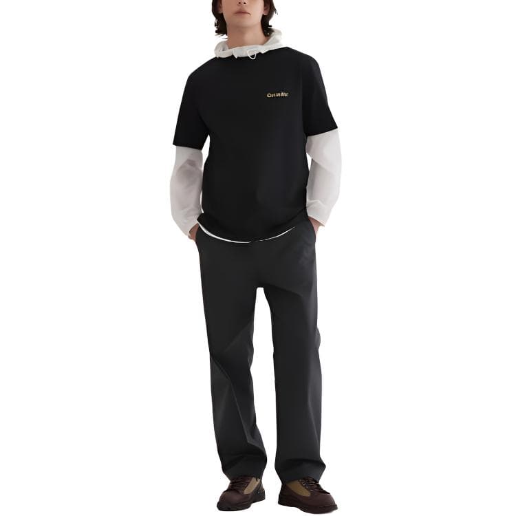 COVERNAT T Shirts Black Crew Neck Moderate Straight Fit