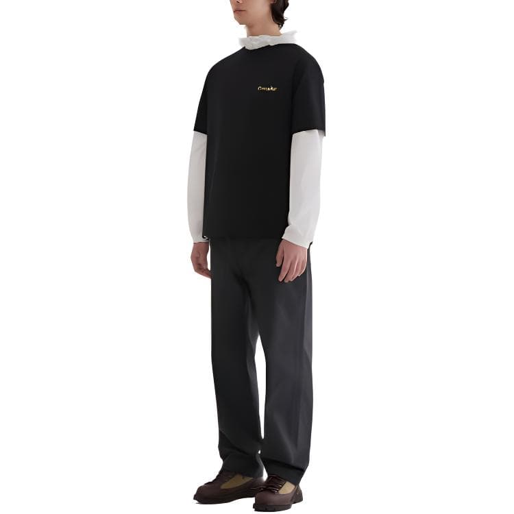 COVERNAT T Shirts Black Crew Neck Moderate Straight Fit