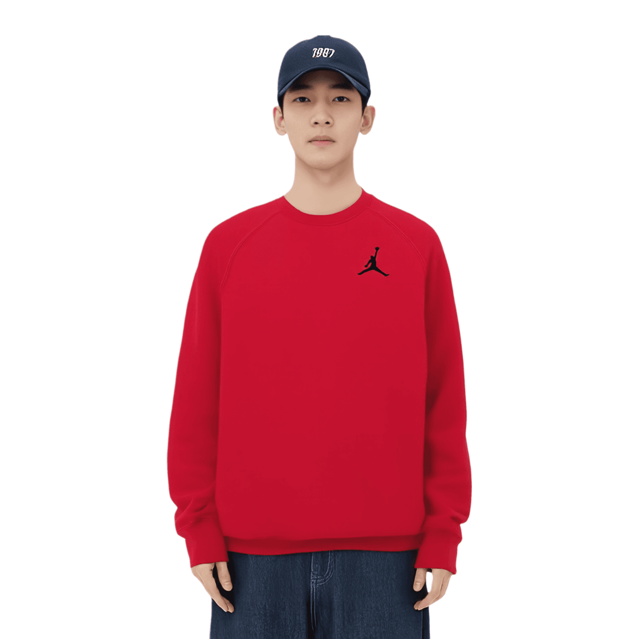Jordan Solid Color Embroidered Sweatshirt Red