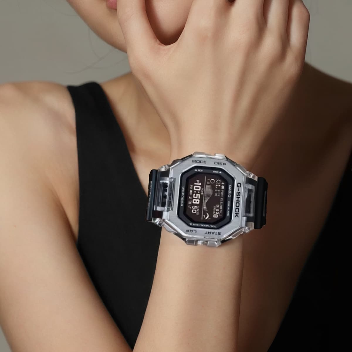 CASIO GBX 100 Collection 200m Waterproof Quartz Movement Resin Strap Watch Black Dial