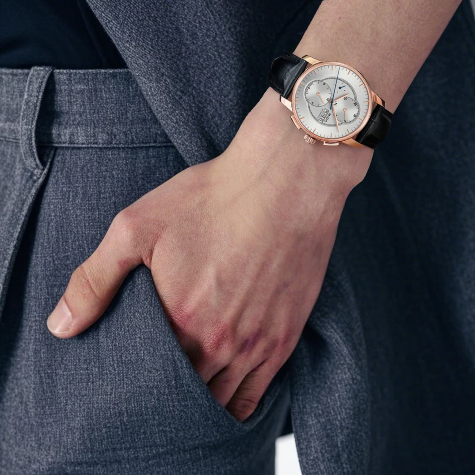 MIDO Baroncelli Collection Automatic Mechanical Movement 50m Waterproof Watch 42mm Silver Dial