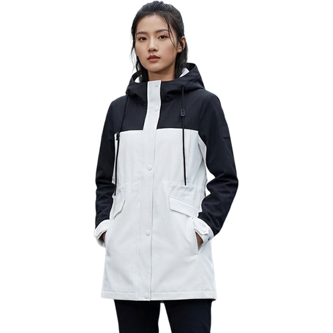 LiNing Trench Ivory/Black Hooded (Nondetachable) Moderate