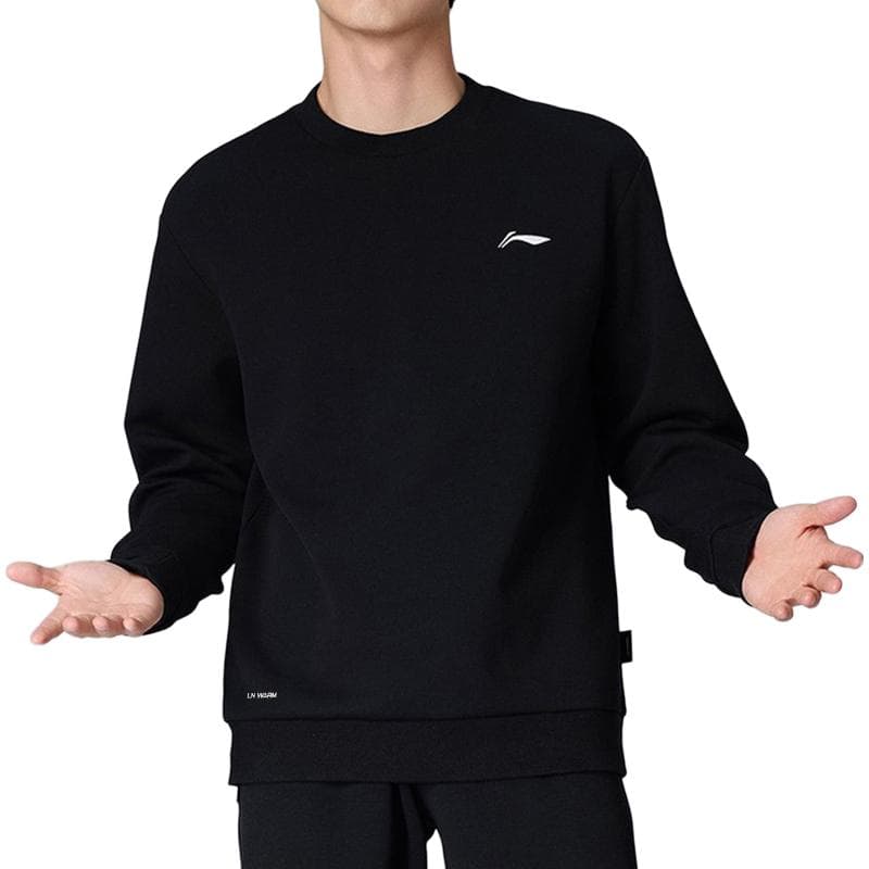 LiNing Sweatshirts Black (FleeceLined) Crew Neck Thickened Straight Fit